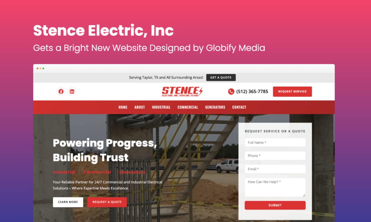 Stence Electric, Inc Website Redesign Screenshot